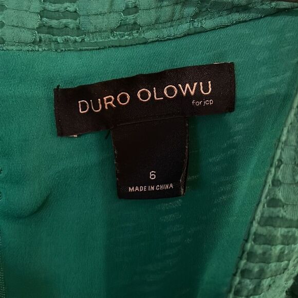 Duro Olowu Green Lined Dress Sz 6 - Picture 5 of 13